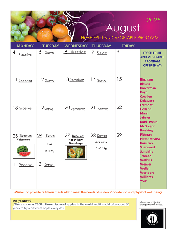 FFVP August Calendar
